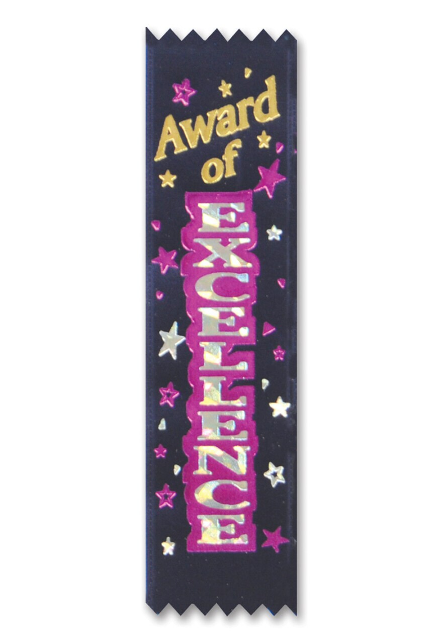 Beistle Pack of 30 Black "Award of Excellence" School and Sports Prize Ribbons 6.25"